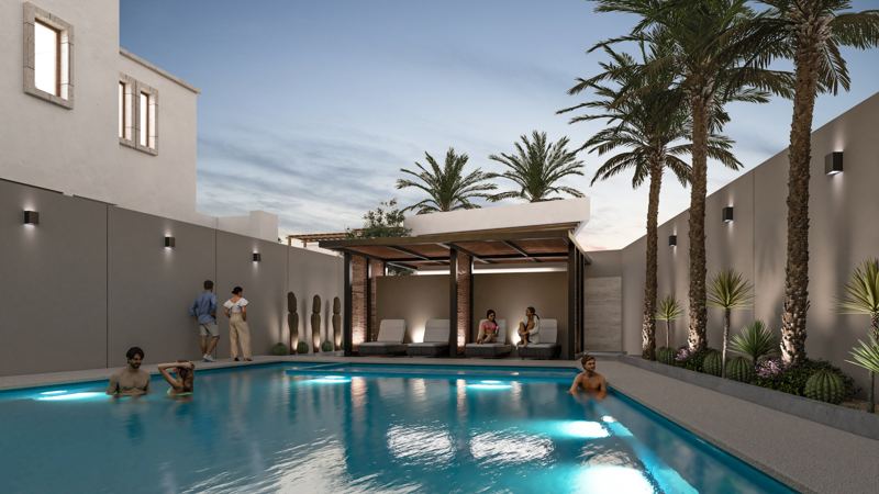 Alberca de la casa club de Seaside Villas